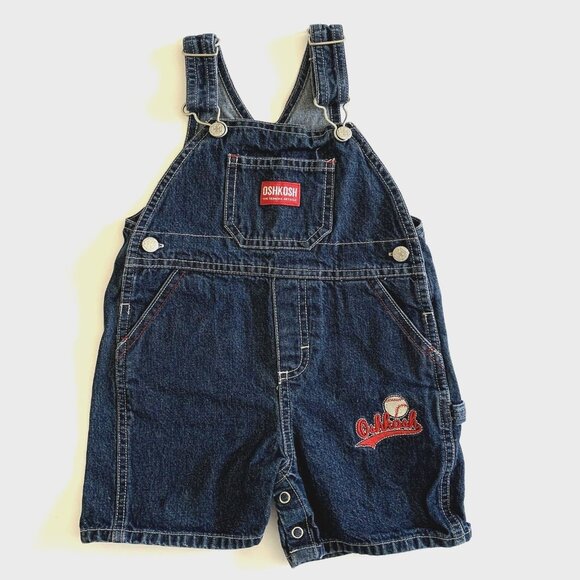 OshKosh B’gosh Other - Oshkosh Baby 12 Months Carpenter Overalls Denim Logo Embroidered Baseball Snaps
